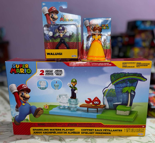 Super Mario Jakks Pacific Sparkling Luigi Waluigi Daisy Set