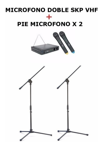 Microfono Inalambrico Doble Skp + Pie X 2 Unidades En Combo