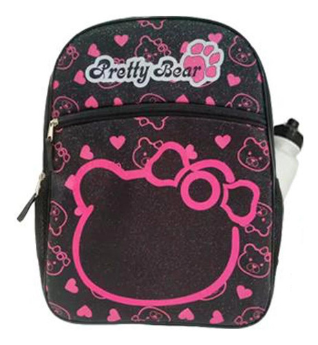 Mochila Negro/rosa Backpack Pretty Bear Bp07 Escolar