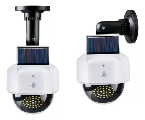 Cámara Falsa Lampara Solar Con Sensor Ip66 Uso Exterior