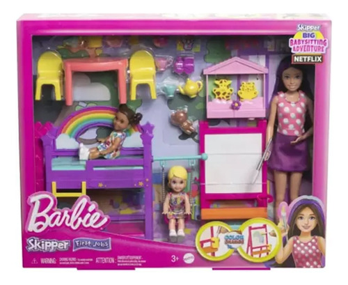Barbie Set Niñera Primera Aventura Con Accesorios +3 Mattel 