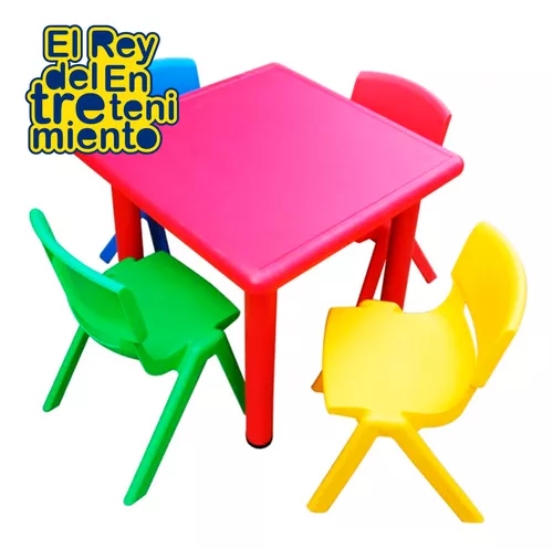 Mesa + 4 Sillas Infantil Plástico Calidad Y Colores - Azul — El Rey del  entretenimiento