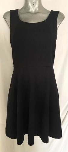 Vestido Express Negro S Cuello Redondo Corto Sin Manga