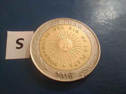 Monedas Argentinas De 1 Un Peso Año De 2016 Muy Buena Usada 