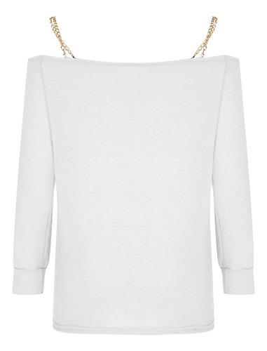 Camiseta De Manga Larga Casual Con Hombros Descubiertos Para