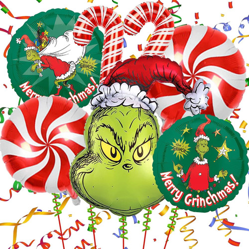 Globo Grinch Diseño  Merry Grinchmas  Para Fiesta Como