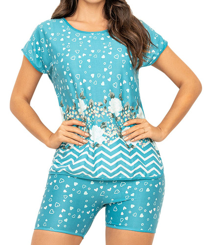 Pijama Set Luna Turquesa Para Mujer Croydon