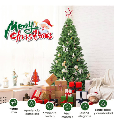 Árbol De Navidad Pino Artificial 180cm Con 700 Puntas