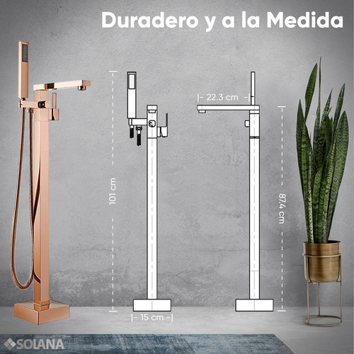 Kit Tina Para Baño Tradicional Solana Tinas de Baño BT6008 Ovalada 170x80x60 Cm De Acrílico De 8cm Grifo Independiente Monomando Blanco/goldrose