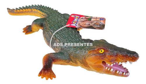 Crocodilo De Borracha Soft 60 Cm Realístico Jacaré Com Som