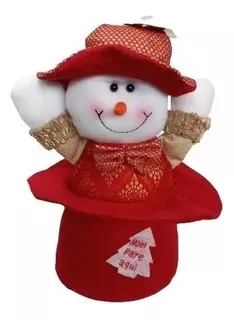 Boneco De Neve Cartola Natal Luxo Vermelho Decora Casa Festa