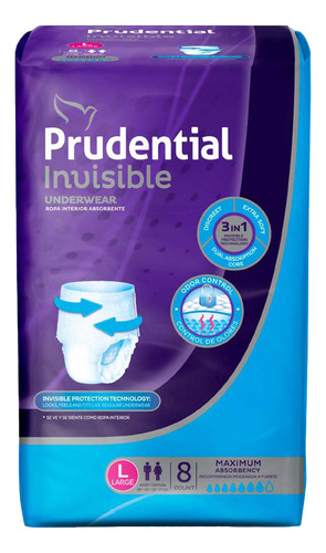 Pañales Desechables Invisible Prudential Grande 8unds