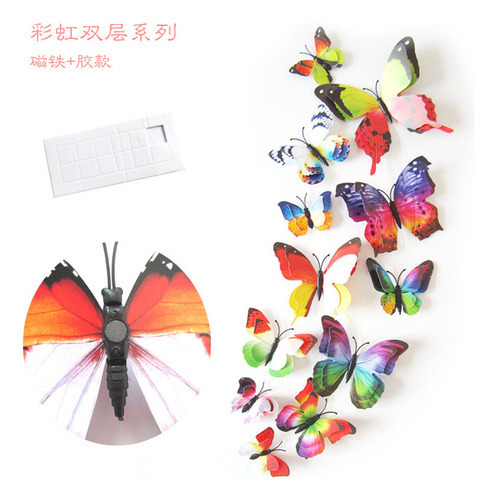 108 Pegatinas De Mariposas 3d Para Decoración De Pared Color Rainbow