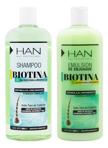 Han Biotina Kit Shampoo + Enjuague Anticaída Crecimiento 3c