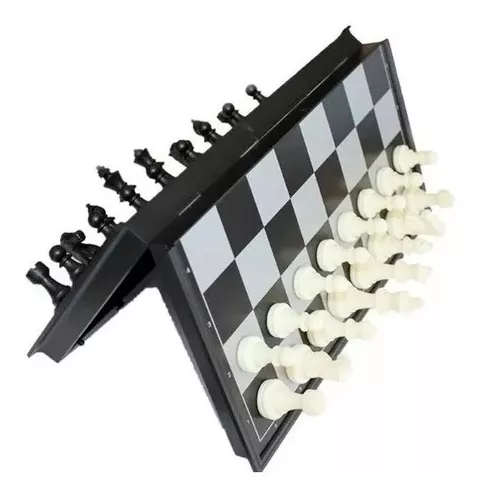 Jogo De Xadrez Magnético Dobrável Tabuleiro Portátil 25x25cm - R$ 59,89