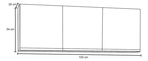 Kit 2 Armários Aéreos 150cm 3 Portas Argélia Preto - Lumil