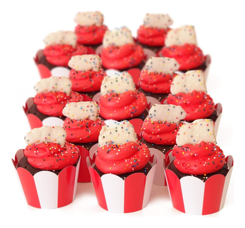 Envolturas Para Cupcakes De Palomitas De Maíz, Rayas Rojas Y