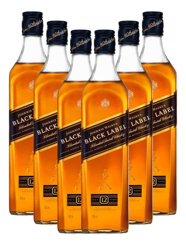 Kit 6 Johnnie Walker Black Label Blended Scotch Whisky 750ml