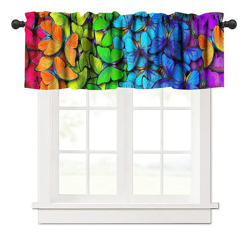 Cenefa Cortinas Con Diseño Mariposa Colores Brillantes Para