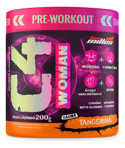 C4 Woman 200g - New Millen - Pré Treino C/ Ácido Hialurônico Sabor Tangerina