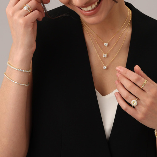 Collar De Corazón Chapado En Oro Blanco De 18 K | Collar Con