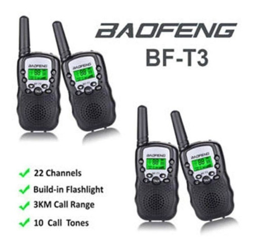Radio Mini Walkie Talkies Bf T3 X 2 Baofeng Negro 22 Canales