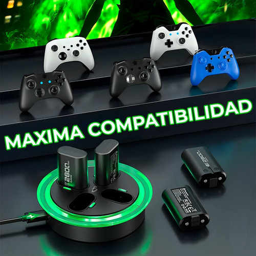 Cargador 4 Pilas Xbox Carga Rápida Tipo C Pilas Incluidas