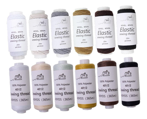 12 Piezas De Hilo De Costura Elástica Peading Elástico De