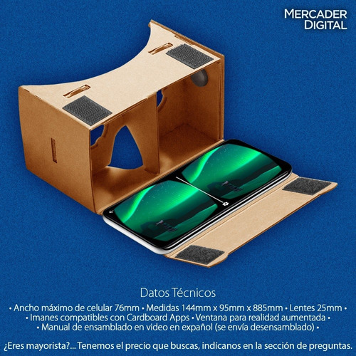 2 Pz Google Cardboard Visor Realidad Virtual Lente Vr Box 3d