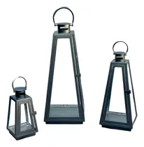 Comprar Juego De 3 Faroles Acero Inoxidable Negro