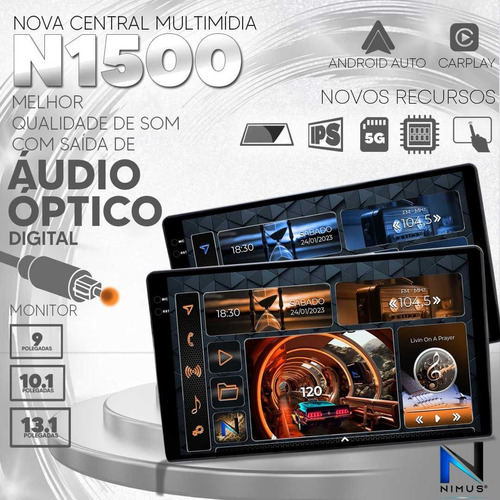 Multimidia Nimus 9' Octacore Android + Carplay 