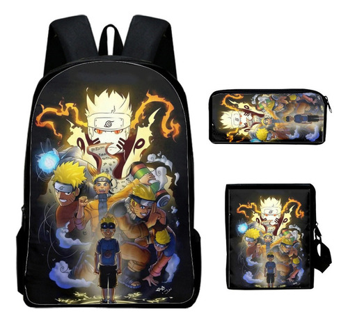 Conjunto De Mochila Naruto De 3 Peças Com Impressão 3d Ani