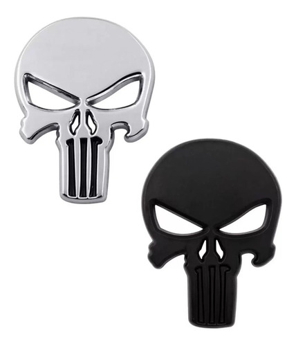 Kit 2 Emblema Adesivo Metal 3d Caveira Punisher Justiceiro