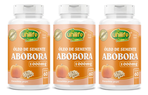 Kit 03 Óleo De Semente De Abóbora 1000mg 60 Cápsulas Unilife