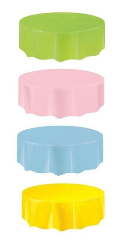 4 Mantel Plástico Redondo Circular Fiesta Desechable Colores