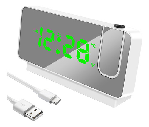 Fweaad Reloj Despertador Led De Proyección Digital De Mesa.