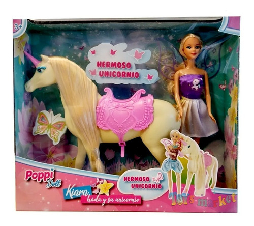 Imagen 3 de 7 de Muñeca Poppi Doll Kiara Hada Y Su Unicornio. B145(vestido 2)