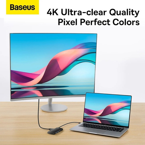 Imagen 8 de 10 de Hub 6 Puertos Usbc Datos/ Usba X 2/ Hdmi 30hz/ Sd/ Tf Baseus