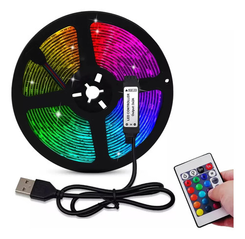 Fita Led 5050 Rgbw + Controle Ilunminação Colorida Usb 5v 3m