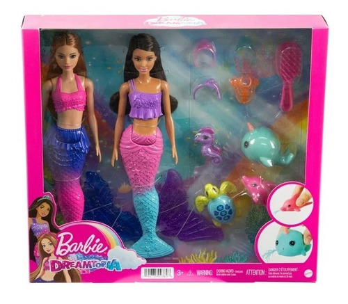 Juego 2 Muñecas Barbie Sirena 30 Cms - 4 Juguetes Incluidos