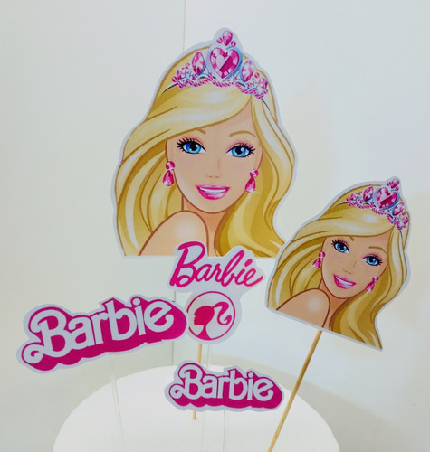 Barbie Topper Torta Adorno Cumpleaños Candy Bar Rosa Pink