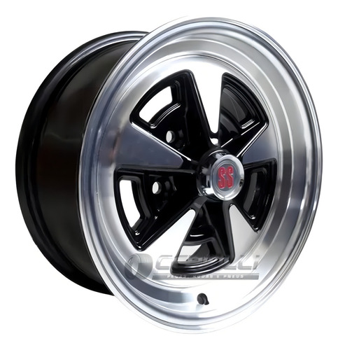 2 Rodas Opala Ss Aro 14x6 E 14x7 Par Opala Caravan 5x114 Cor Preta Borda Diamantado