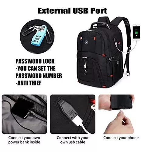 Mochila Para Laptop Con Puerto Y Cable Usb Negro con Gris