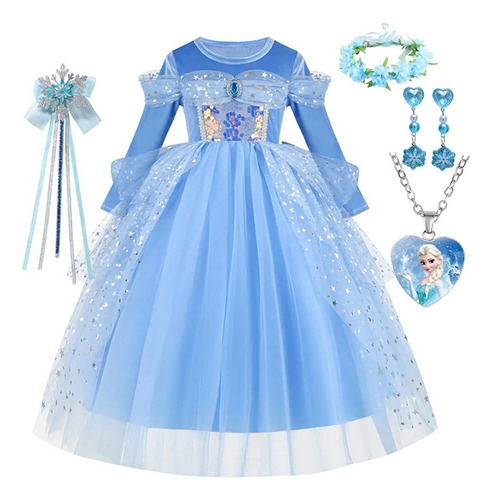 Disfraz De Cosplay De Frozen Para Niña  Elsa Princess Snow