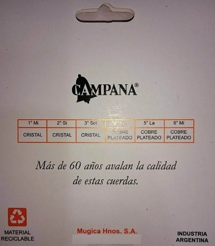 Imagen 2 de 2 de Encordado De Guitarra Criolla Campana Export Cex20