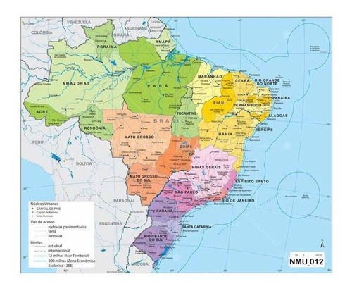 Papel De Parede Mapa Brasil 7m² Nmu12