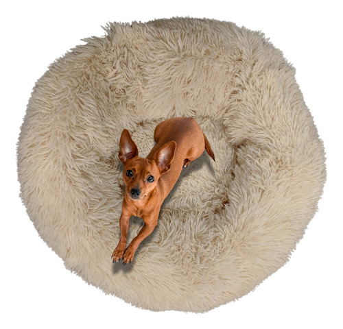 Cama Para Perros- Gatos Mascota Redonda Suave Antideslizante Color Beige