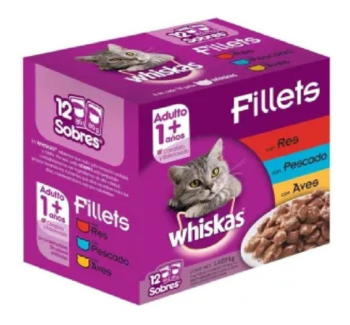 Alimento Para Gato Whiskas 12 Pzas De 85 G.