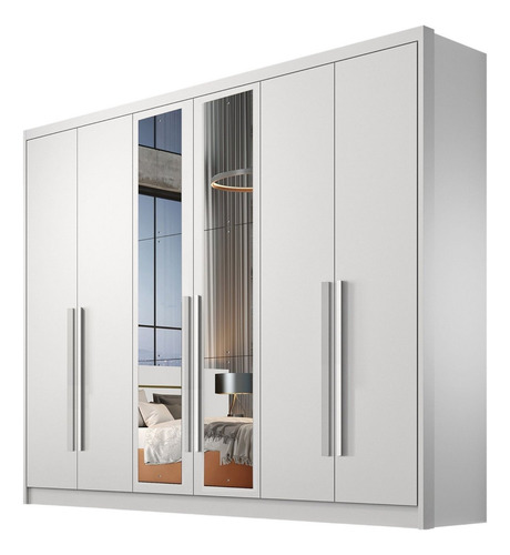 Guarda Roupa 6 Portas 6 Gavetas Com Espelho Reno