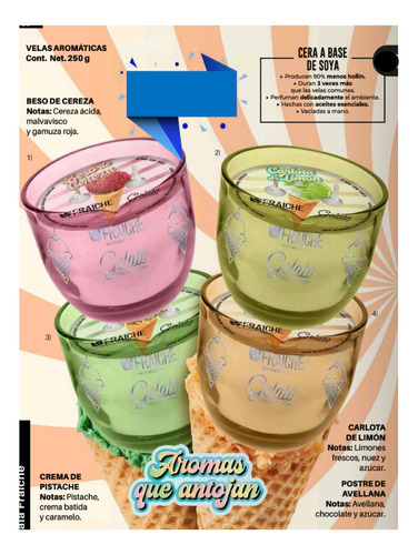 2 Velas Fraiche Gelato De 250g Aroma Helado